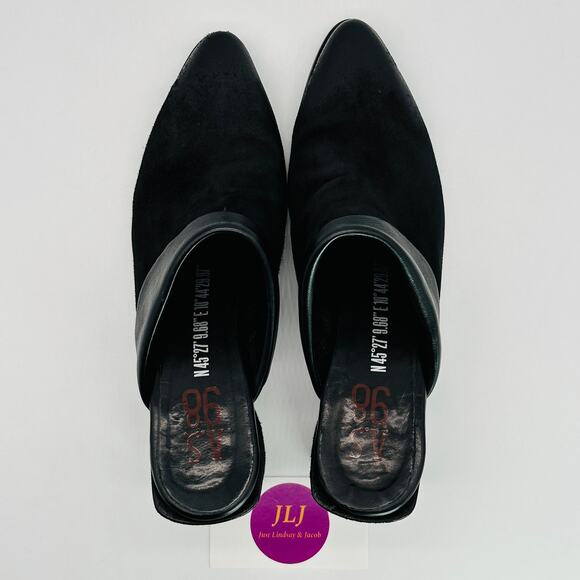 A.S. 98 Women's Emil Black Leather Boho Slip On Clog Mules Size 38 EU/ 7.5-8 US - Picture 8 of 11